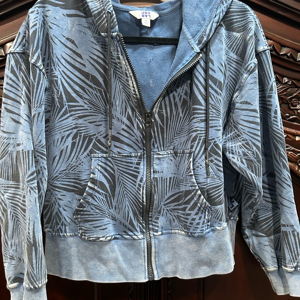 Blue Palm Leaf Hoodie
